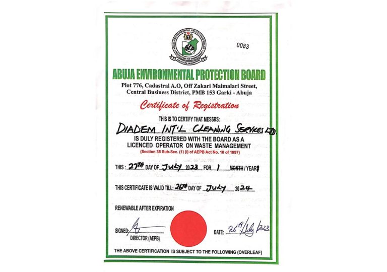 abuja environmental protection board - diadem international